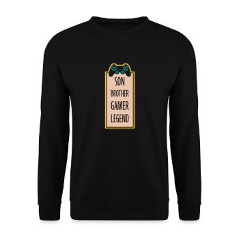 son brother gamer legend - Unisex Pullover - Schwarz - Vorne - Alina (178cm) & Michal (187cm)