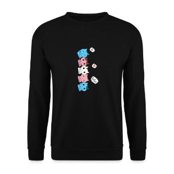 Transgender Pride Katze LGBT Trans Flagge Niedliche Katzen - Unisex Pullover - Schwarz - Vorne - Alina (178cm) & Michal (187cm)