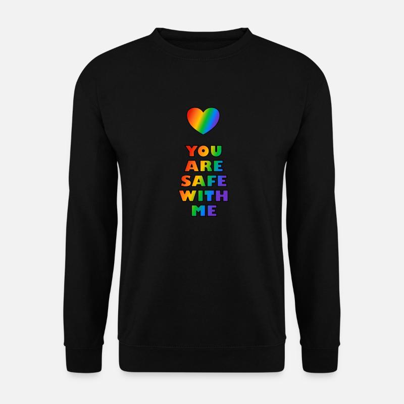 Du bist sicher bei mir Rainbow Heart LGBT Safe Space - Unisex Pullover - Schwarz