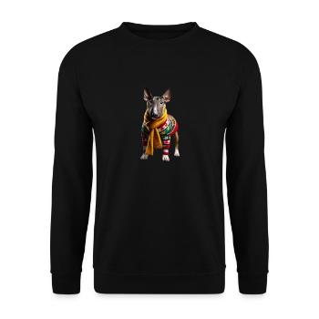 Miniature Bull Terrier Weihnachten - Unisex Pullover - Schwarz - Vorne - Alina (178cm) & Michal (187cm)