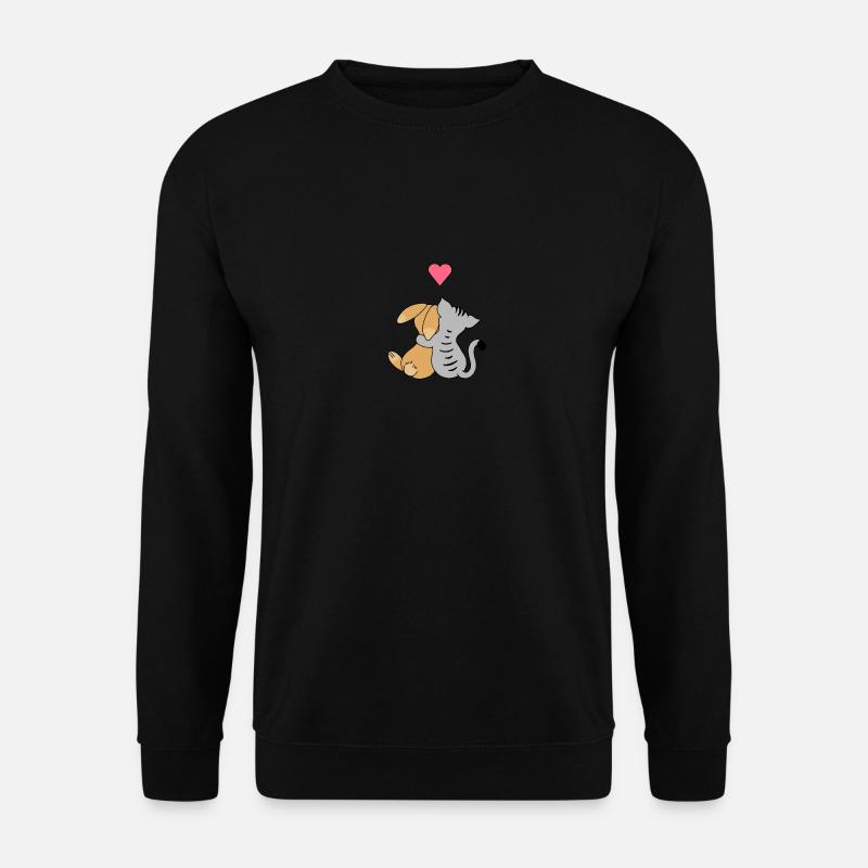 Katze Hase Love Geschenk - Unisex Pullover - Schwarz