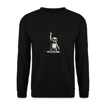 Funny sloth in rocker pose - Unisex Sweatshirt - black - Front - Alina (178cm) & Michal (187cm)