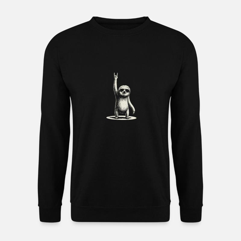 Lustiges Faultier in Rocker Pose - Unisex Pullover - Schwarz