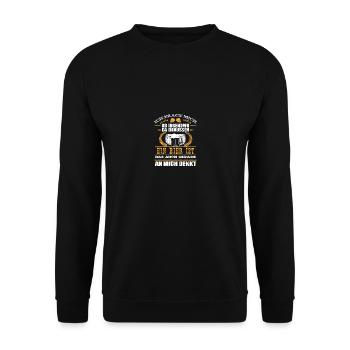 Ich frage mich ob ein Bier an mich denkt - Unisex Pullover - Schwarz - Vorne - Alina (178cm) & Michal (187cm)