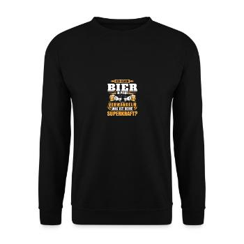 Ich kann Bier in Pisse verwandeln - Unisex Pullover - Schwarz - Vorne - Alina (178cm) & Michal (187cm)