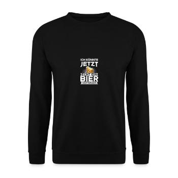Ich könnte jetzt echt ein Bier vertragen - Unisex Pullover - Schwarz - Vorne - Alina (178cm) & Michal (187cm)