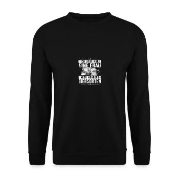 Ich liebe nur eine Frau aber mehrere Biersorten - Unisex Pullover - Schwarz - Vorne - Alina (178cm) & Michal (187cm)