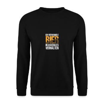 Ich verwandle bier in asoziales verhalten - Unisex Pullover - Schwarz - Vorne - Alina (178cm) & Michal (187cm)