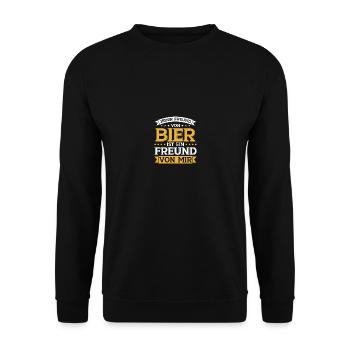 Jeder Freund von Bier ist ein Freund von mir - Unisex Pullover - Schwarz - Vorne - Alina (178cm) & Michal (187cm)