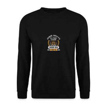 Jeder sollte an etwas glauben ich glaube an Bier - Unisex Pullover - Schwarz - Vorne - Alina (178cm) & Michal (187cm)