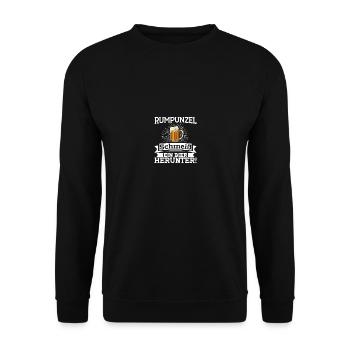 Rumpunzel schmeiß ein Bier herunter - Unisex Pullover - Schwarz - Vorne - Alina (178cm) & Michal (187cm)