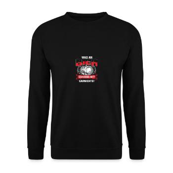 Was an Bier scheisse ist garnichts - Unisex Pullover - Schwarz - Vorne - Alina (178cm) & Michal (187cm)
