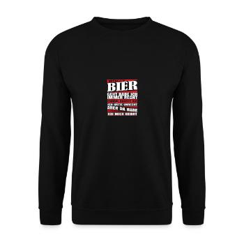 Wenn es um bier geht habe ich eiserne Prinzipien - Unisex Pullover - Schwarz - Vorne - Alina (178cm) & Michal (187cm)