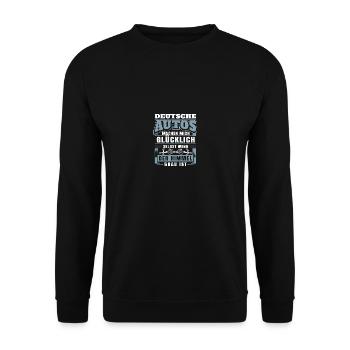 Deutsche Autos machen mich glücklich - Unisex Pullover - Schwarz - Vorne - Alina (178cm) & Michal (187cm)