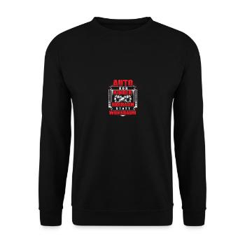 Auto vor Kinder Hubraum statt wohnraum - Unisex Pullover - Schwarz - Vorne - Alina (178cm) & Michal (187cm)