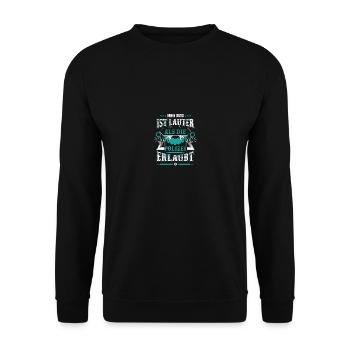 Mein Auto ist lauter als die Polizei erlaubt - Unisex Pullover - Schwarz - Vorne - Alina (178cm) & Michal (187cm)