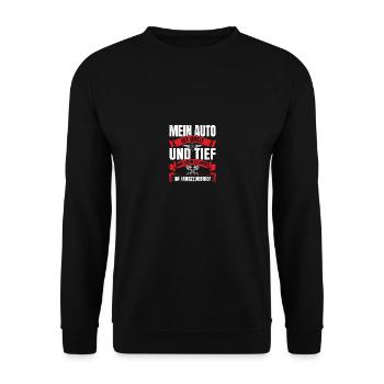 Mein Auto ist Breit und Tief - Unisex Pullover - Schwarz - Vorne - Alina (178cm) & Michal (187cm)