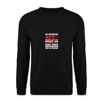 In meinem Auto schnallt man sich nicht an - Unisex Pullover - Schwarz - Vorne - Alina (178cm) & Michal (187cm)