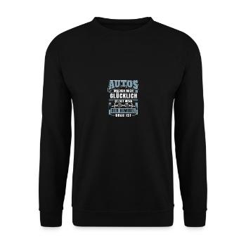Autos machen glücklich selbst wenn der Himmel Grau - Unisex Pullover - Schwarz - Vorne - Alina (178cm) & Michal (187cm)