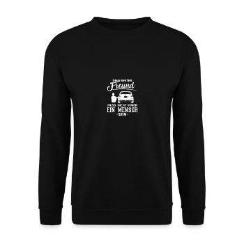 Dein bester freund muss nich immer ein mensch sein - Unisex Pullover - Schwarz - Vorne - Alina (178cm) & Michal (187cm)