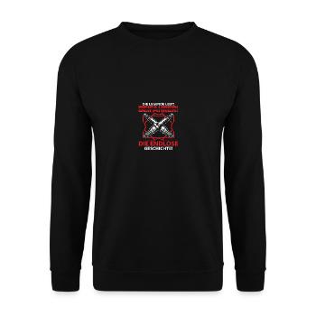 Die legende lebt beifahrer die endlose geschichte - Unisex Pullover - Schwarz - Vorne - Alina (178cm) & Michal (187cm)