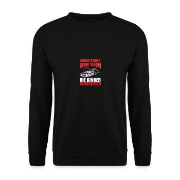 Fährste Combi Quer dann sehen kinder hinten mehr - Unisex Pullover - Schwarz - Vorne - Alina (178cm) & Michal (187cm)