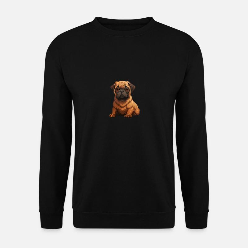 Mops Welpen sitzend - Unisex Pullover - Schwarz