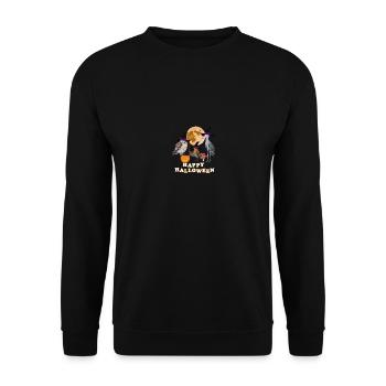 Rotkehlchen Halloween Kürbis Mond Vogel Biologe - Unisex Pullover - Schwarz - Vorne - Alina (178cm) & Michal (187cm)