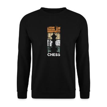 Chess Words Design – Typography for Chess Fans - Unisex Sweatshirt - black - Front - Alina (178cm) & Michal (187cm)