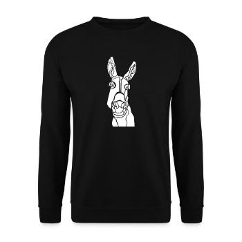 Donkey Schwarz-Weiß Online-Grafik - Unisex Pullover - Schwarz - Vorne - Alina (178cm) & Michal (187cm)