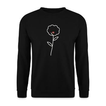 Wilde Blüte – Minimalistische Blume als One Line  - Unisex Pullover - Schwarz - Vorne - Alina (178cm) & Michal (187cm)