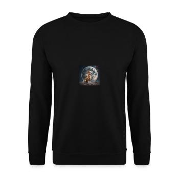 Hund Mond Dog Moon Love Tier - Unisex Pullover - Schwarz - Vorne - Alina (178cm) & Michal (187cm)