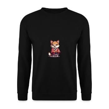 Japanese dog Shiba Inu samurai in yukata - Unisex Sweatshirt - black - Front - Alina (178cm) & Michal (187cm)