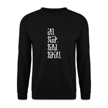eat sleep read repeat food read funny saying - Unisex Sweatshirt - black - Front - Alina (178cm) & Michal (187cm)