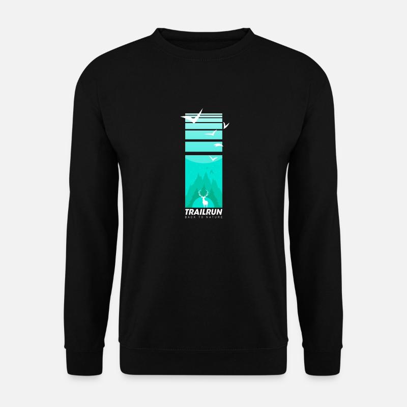 Trailrun Wildnis Hirsch - Unisex Pullover - Schwarz