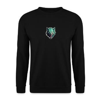 Wolf - Illustration - Unisex Pullover - Schwarz - Vorne - Alina (178cm) & Michal (187cm)