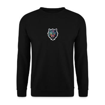 Wolf - Illustration - Unisex Pullover - Schwarz - Vorne - Alina (178cm) & Michal (187cm)