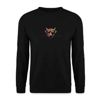 Lustige bunte Kuh mit Sonnenbrille - Unisex Pullover - Schwarz - Vorne - Alina (178cm) & Michal (187cm)