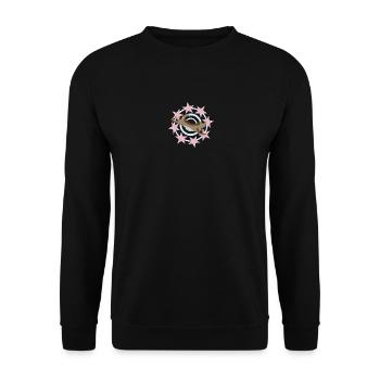 Emmana mit rosa Sternen - Unisex Pullover - Schwarz - Vorne - Alina (178cm) & Michal (187cm)