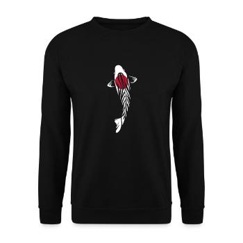 Koi Karpfen Mosaik Mandala Japan Flagge - Unisex Pullover - Schwarz - Vorne - Alina (178cm) & Michal (187cm)