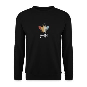 Retro Bee Greatful Biene Be Greatful - Unisex Sweatshirt - black - Front - Alina (178cm) & Michal (187cm)