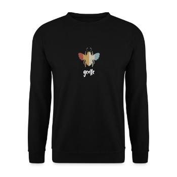 Retro Bee Gentle Biene Be Gentle - Unisex Pullover - Schwarz - Vorne - Alina (178cm) & Michal (187cm)