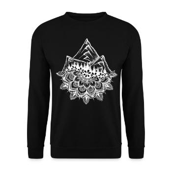 Mandala et montagnes - Sweat-shirt Unisexe - noir - Devant - Alina (178cm) & Michal (187cm)