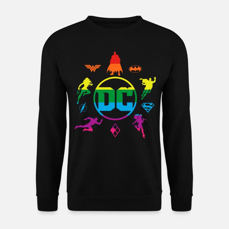Justice League DC Superhelden Regenbogen Logos - Unisex Pullover - Schwarz