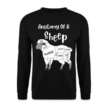 Anatomy of a Sheep Cute Yarn Wool Sheep Knitting - Unisex Sweatshirt - black - Front - Alina (178cm) & Michal (187cm)