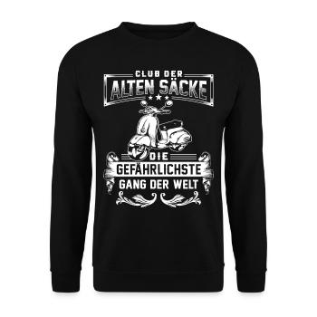 Club der alten Säcke Moped Club Mopedfahrer - Unisex Pullover - Schwarz - Vorne - Alina (178cm) & Michal (187cm)