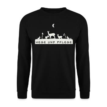 Hunting Shirt Low Deer Deer Pheasant Hare Songbird - Unisex Sweatshirt - black - Front - Alina (178cm) & Michal (187cm)
