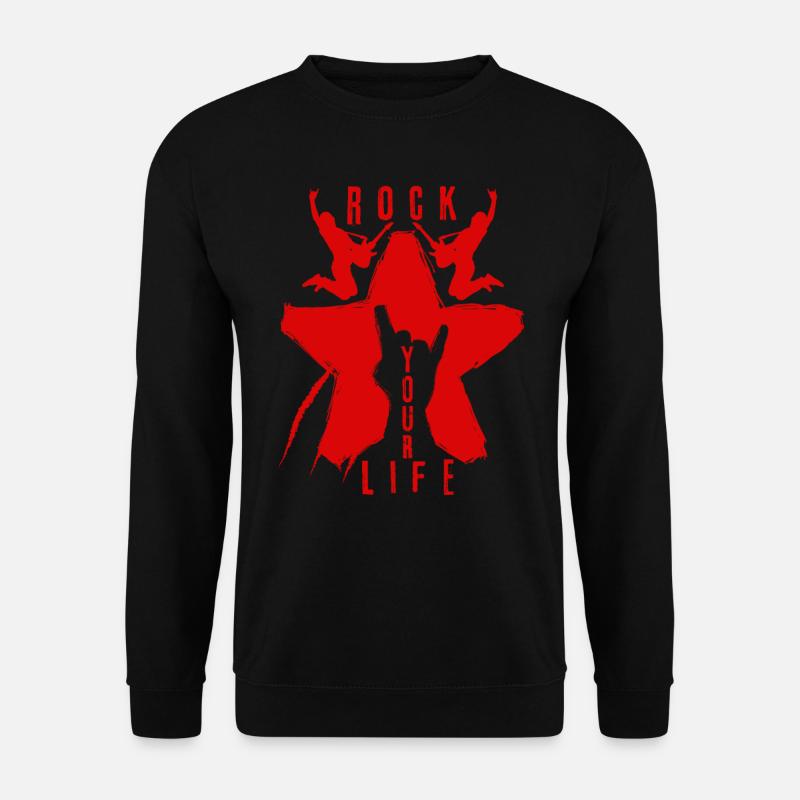 Rock your life rot Stern mit Gitarrist rock n roll - Unisex Pullover - Schwarz