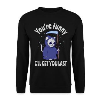 Drôle Grim Reaper Cat Costume d’Halloween - Sweat-shirt Unisexe - noir - Devant - Alina (178cm) & Michal (187cm)