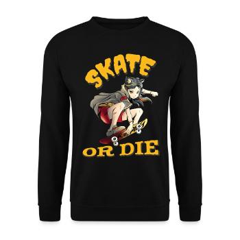 Skate or die Skateboarder Anime Girl - Unisex Sweatshirt - black - Front - Alina (178cm) & Michal (187cm)